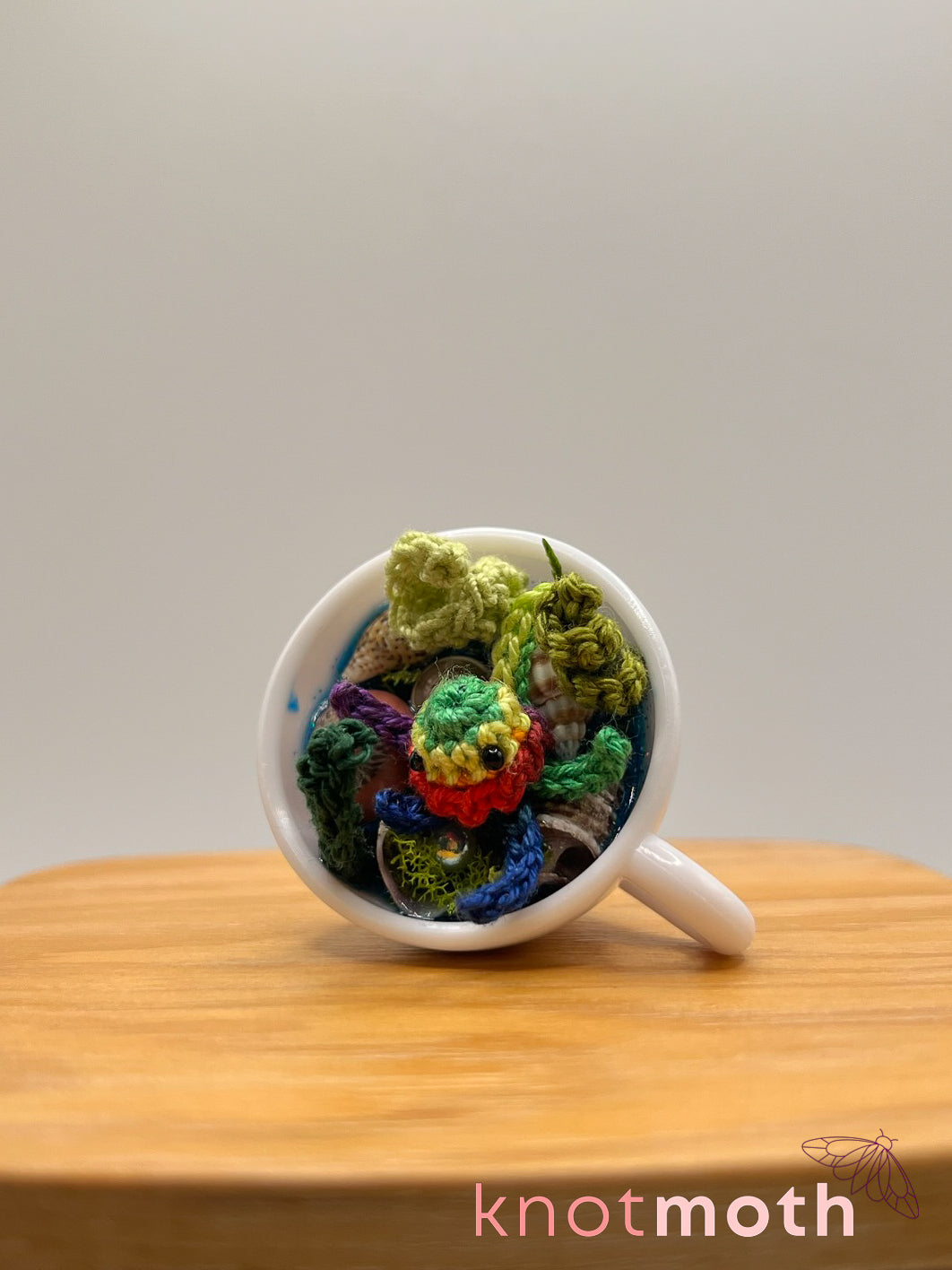goji jellyfish micro crochet teacup trinket