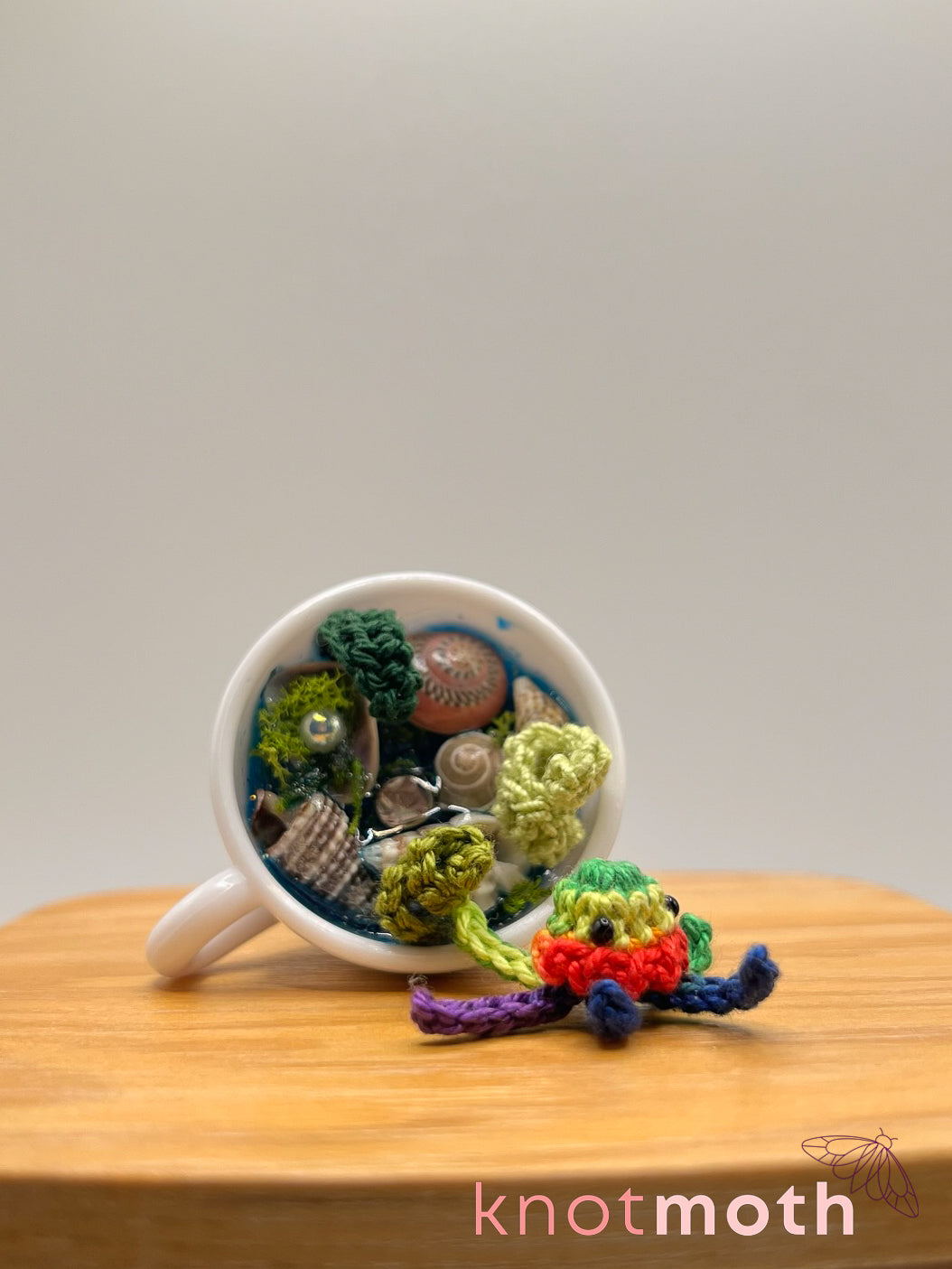 goji jellyfish micro crochet teacup trinket