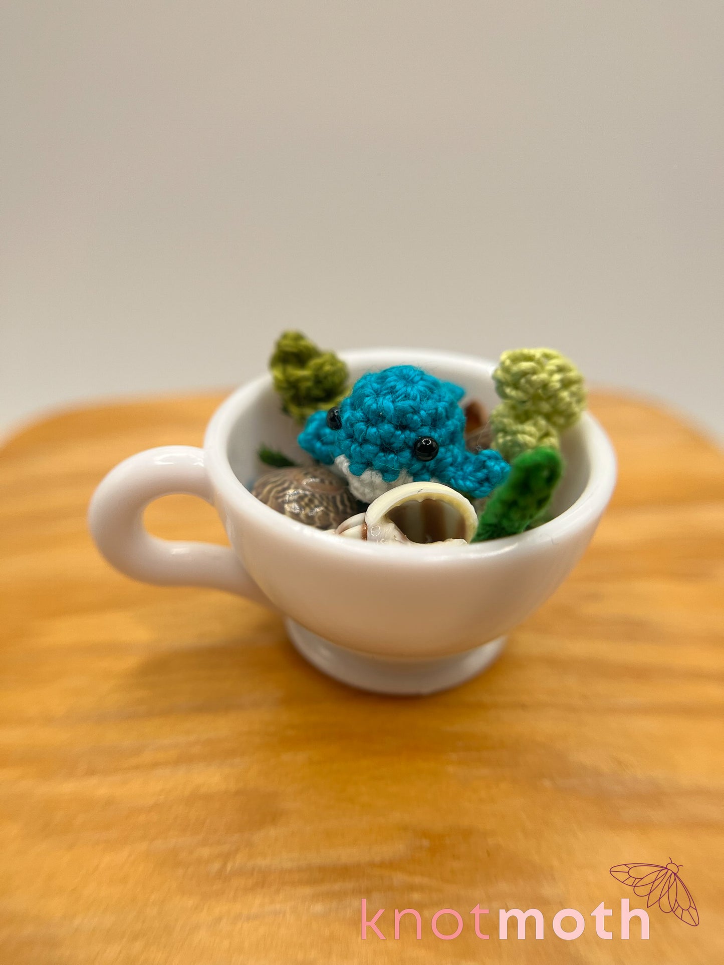 hwangcha whale micro crochet teacup trinket
