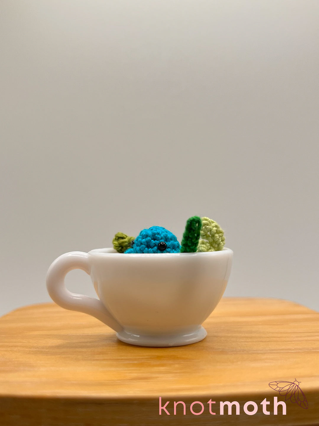 hwangcha whale micro crochet teacup trinket