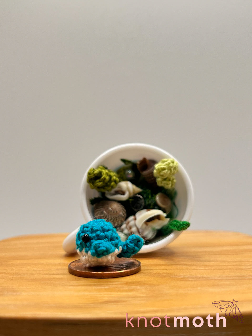 hwangcha whale micro crochet teacup trinket