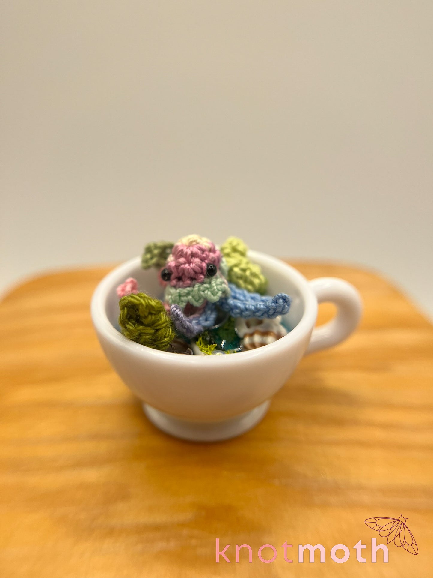 yerba jellyfish micro crochet teacup trinket