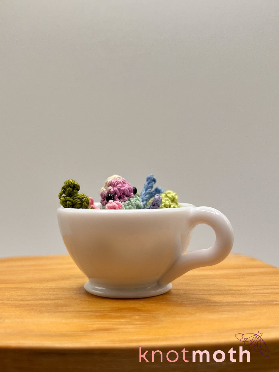 yerba jellyfish micro crochet teacup trinket