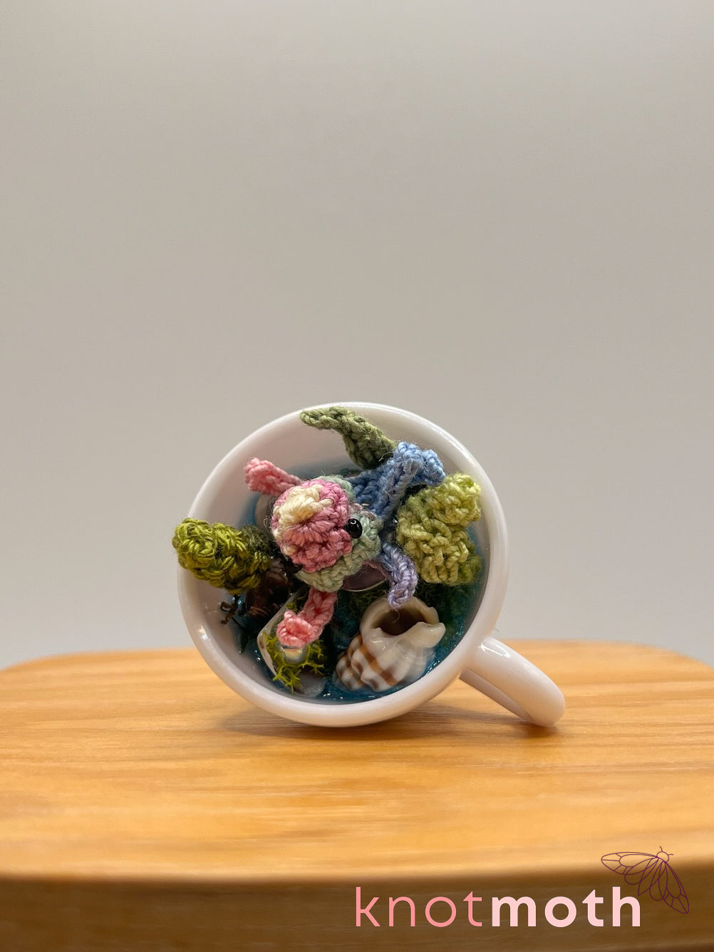 yerba jellyfish micro crochet teacup trinket