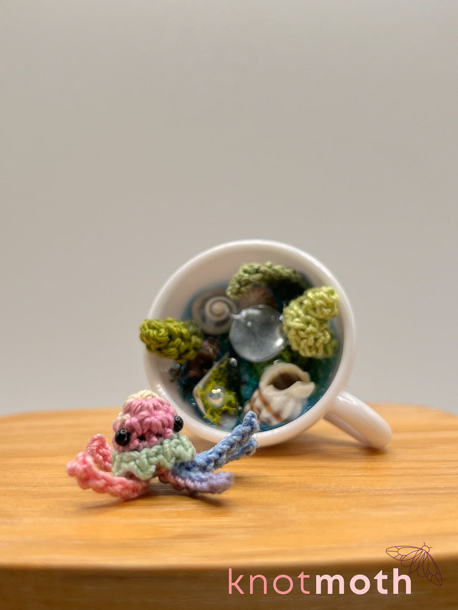yerba jellyfish micro crochet teacup trinket