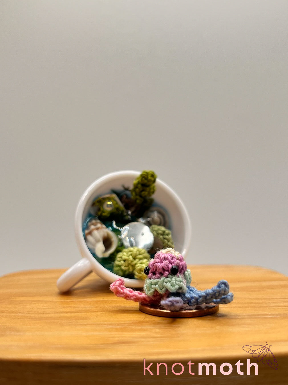 yerba jellyfish micro crochet teacup trinket