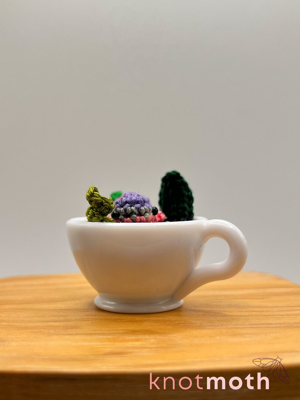 lapsang whale micro crochet teacup trinket