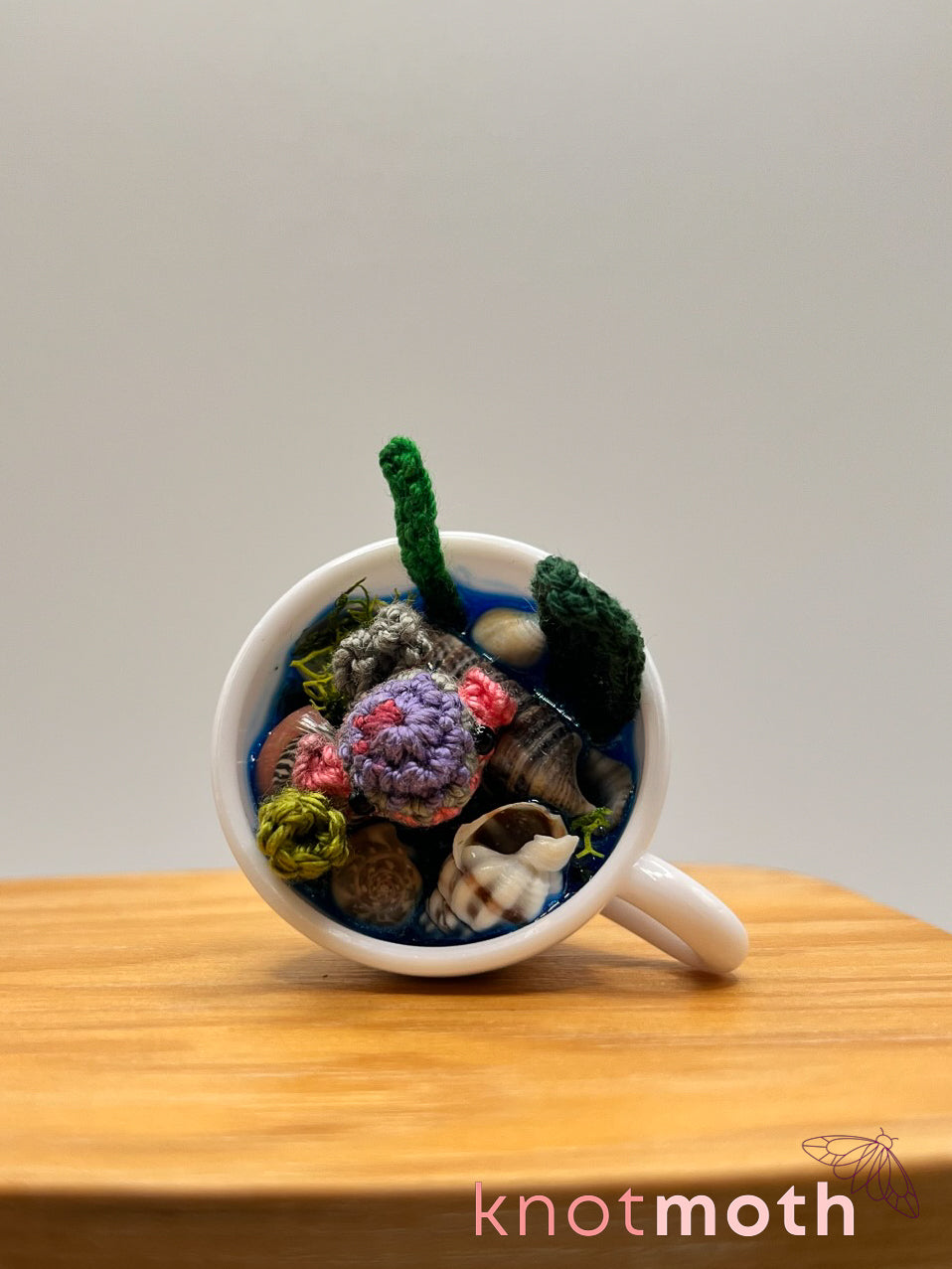 lapsang whale micro crochet teacup trinket