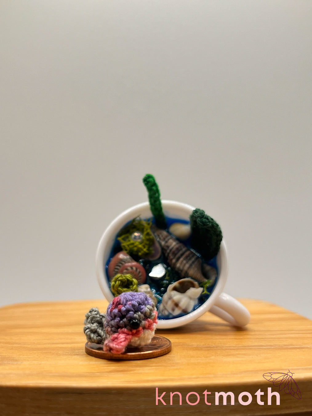 lapsang whale micro crochet teacup trinket