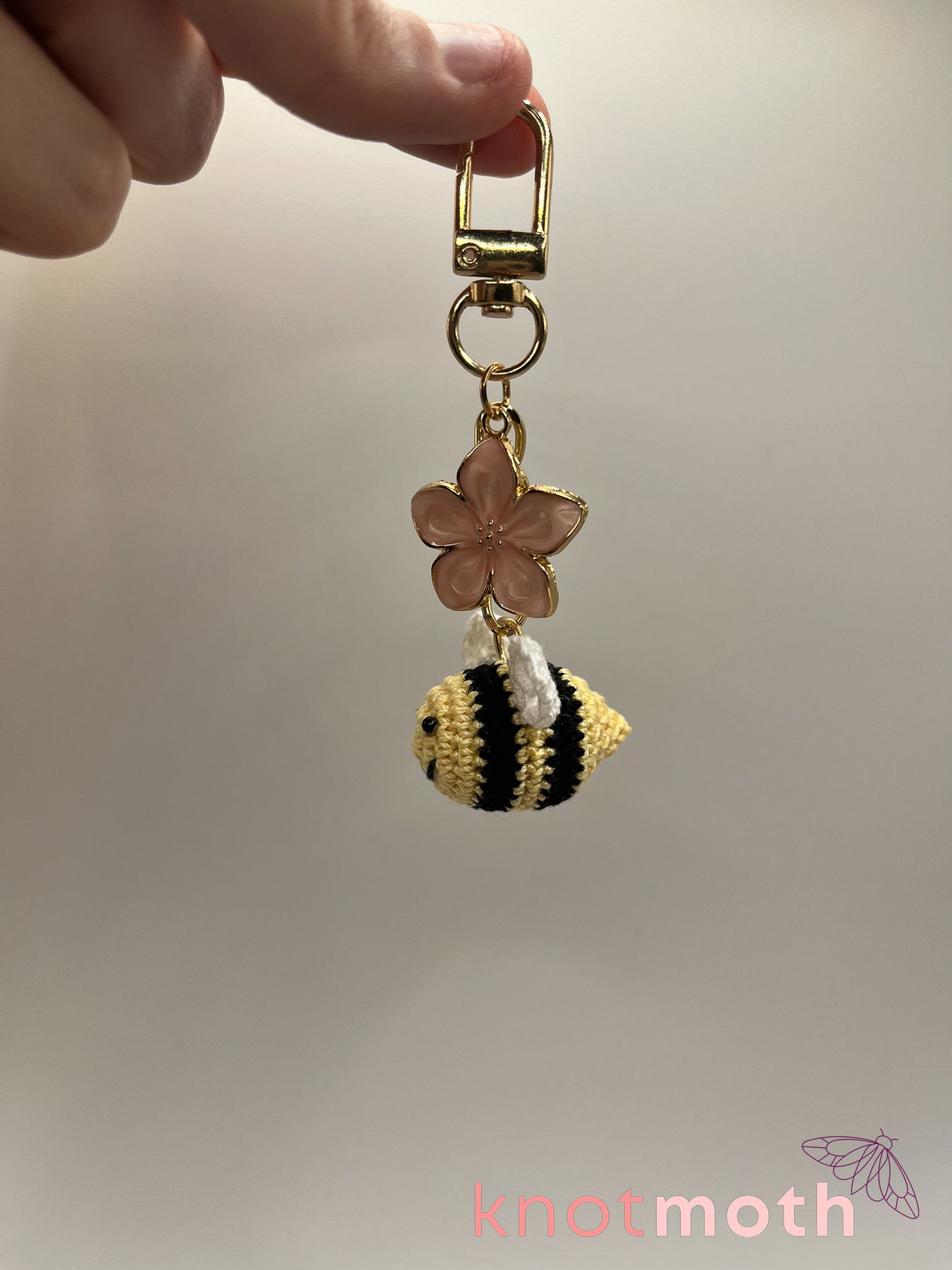 blakely bee micro crochet keychain