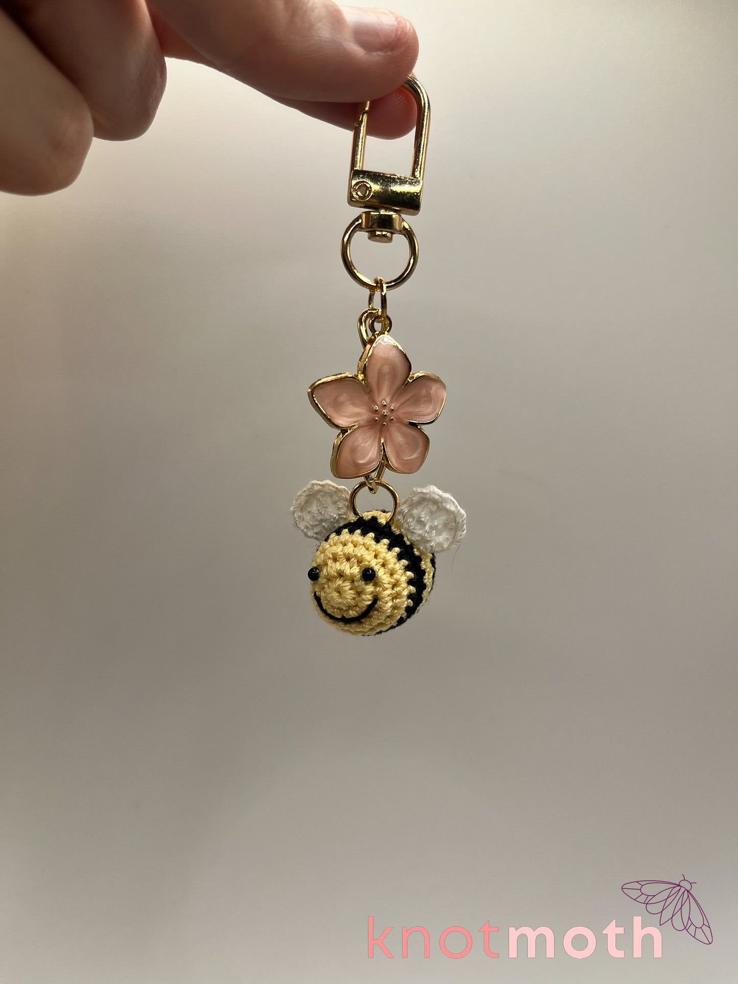 blakely bee micro crochet keychain