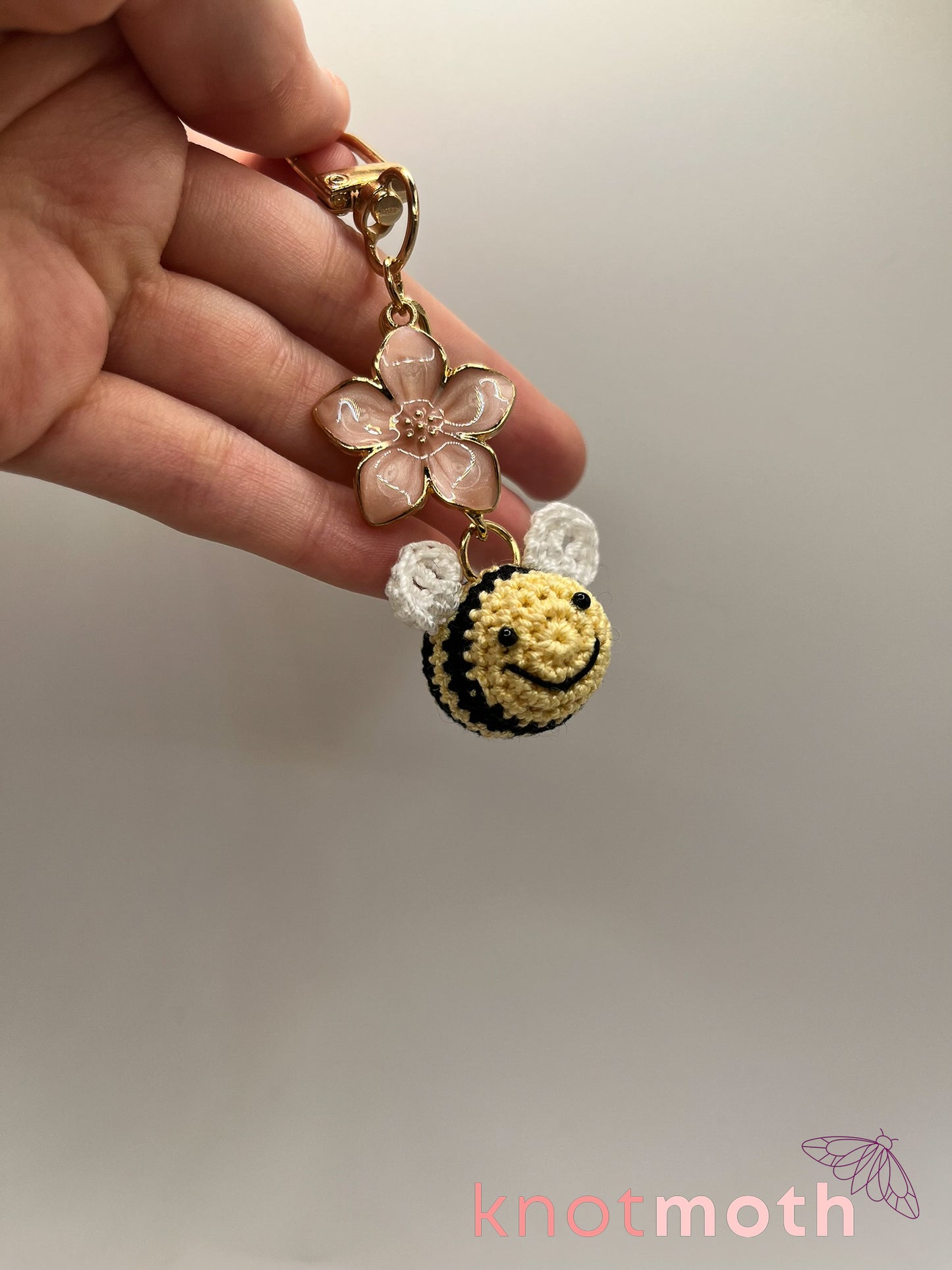 blakely bee micro crochet keychain