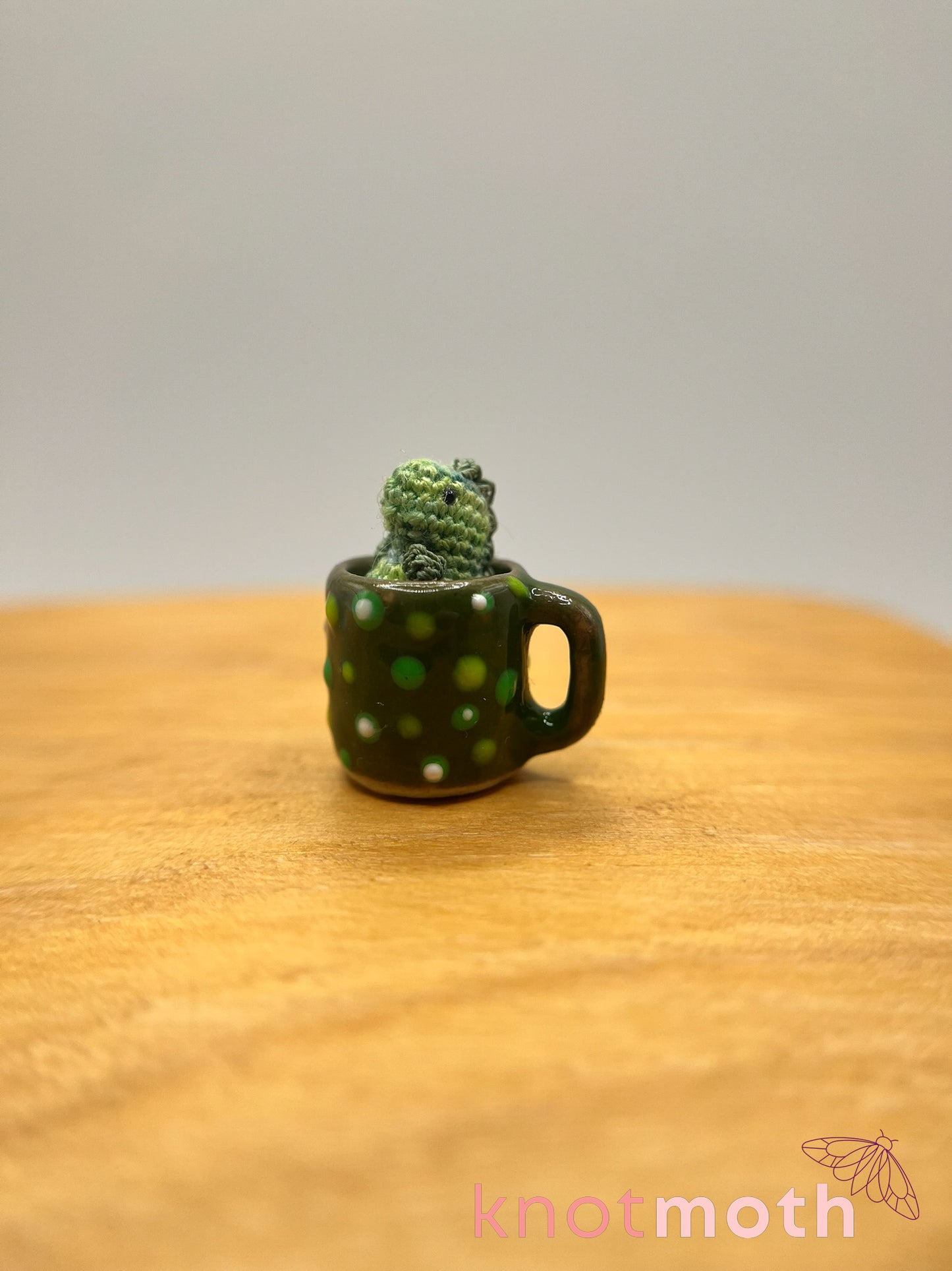 matcha green tea-rex micro crochet mug trinket