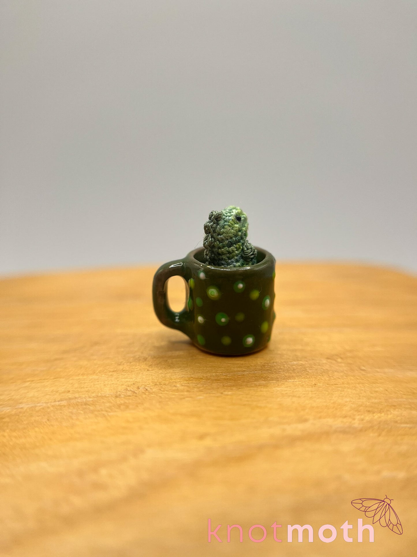 matcha green tea-rex micro crochet mug trinket