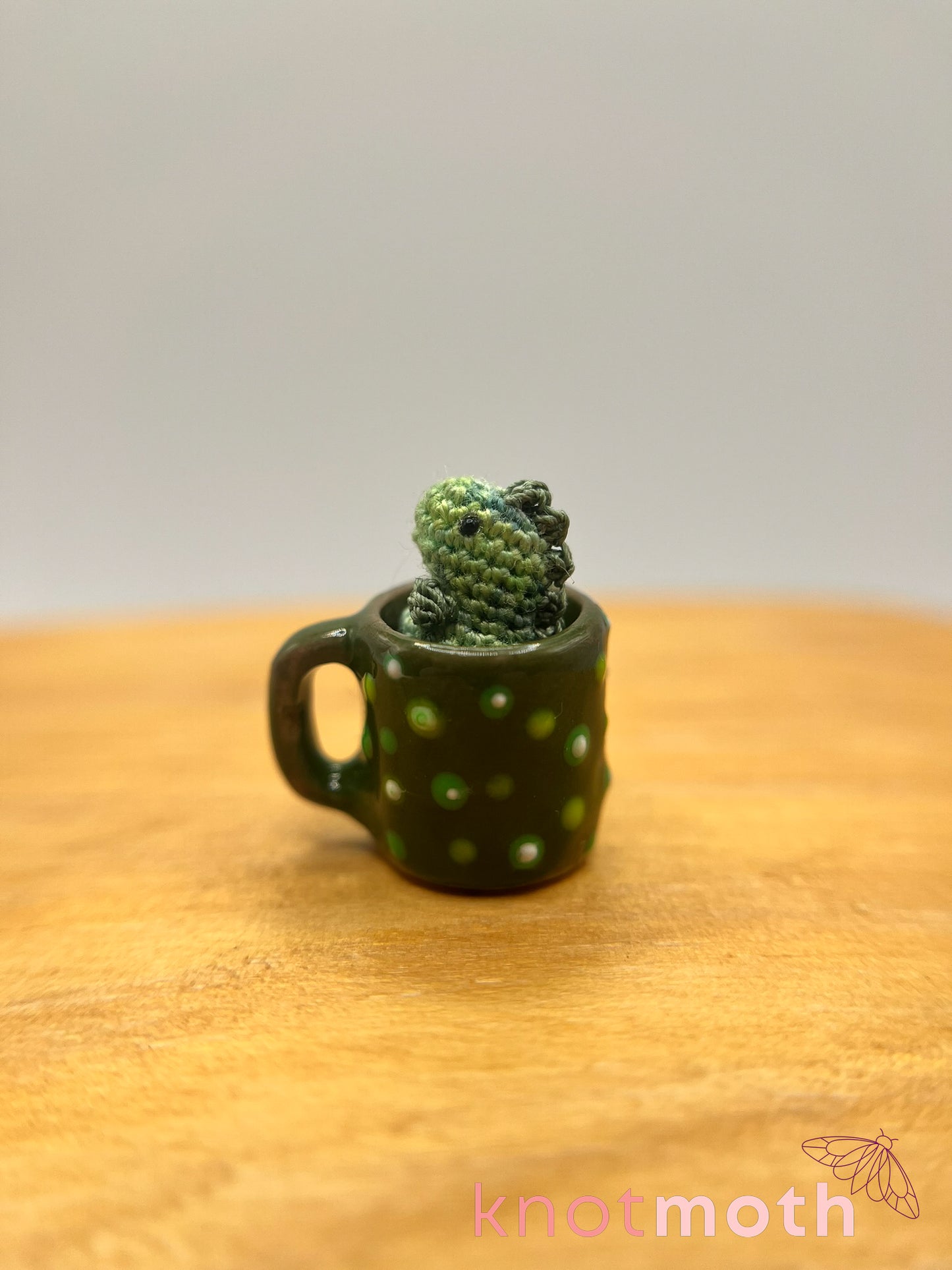 matcha green tea-rex micro crochet mug trinket