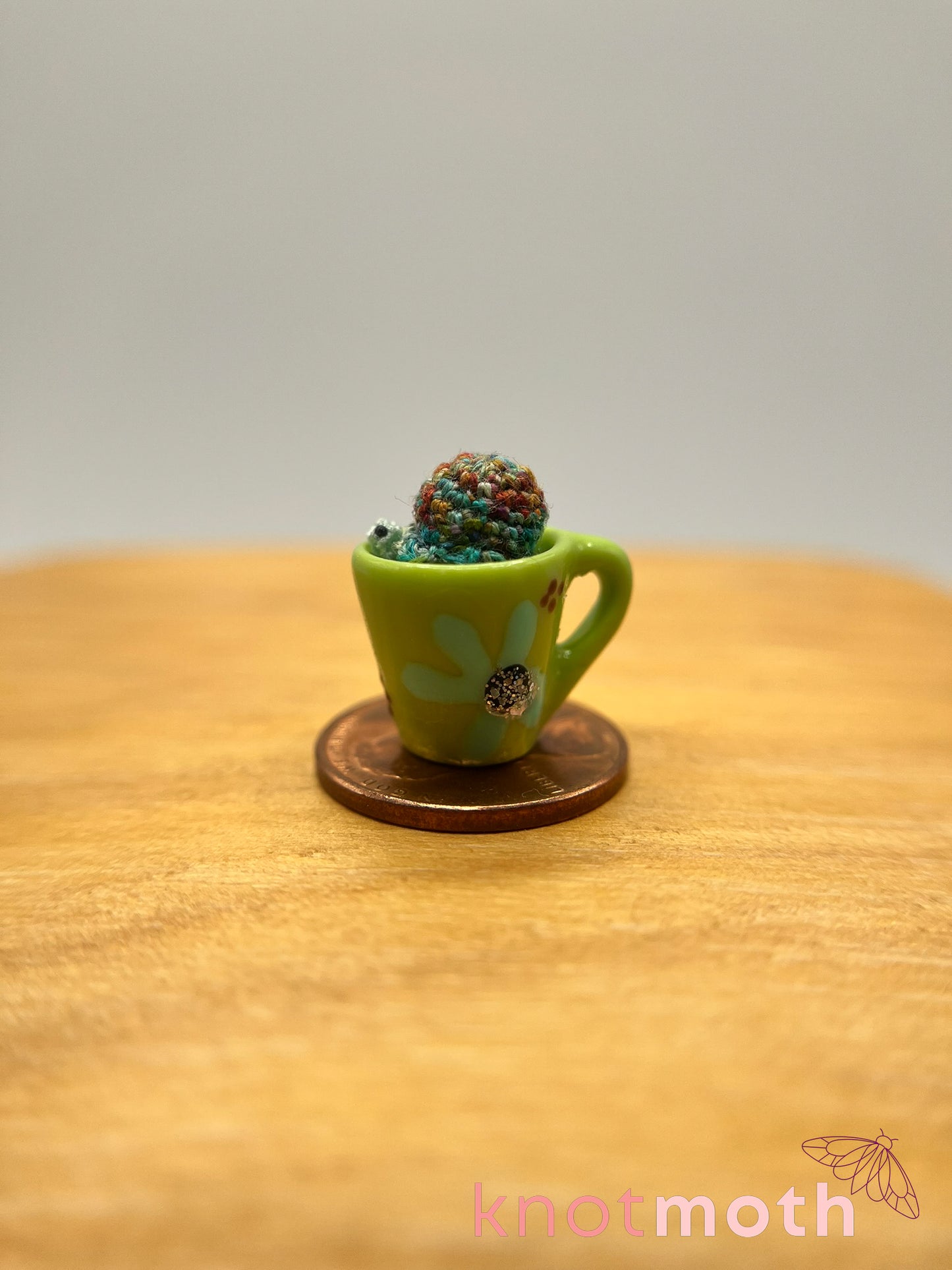terra turtle micro crochet mug trinket