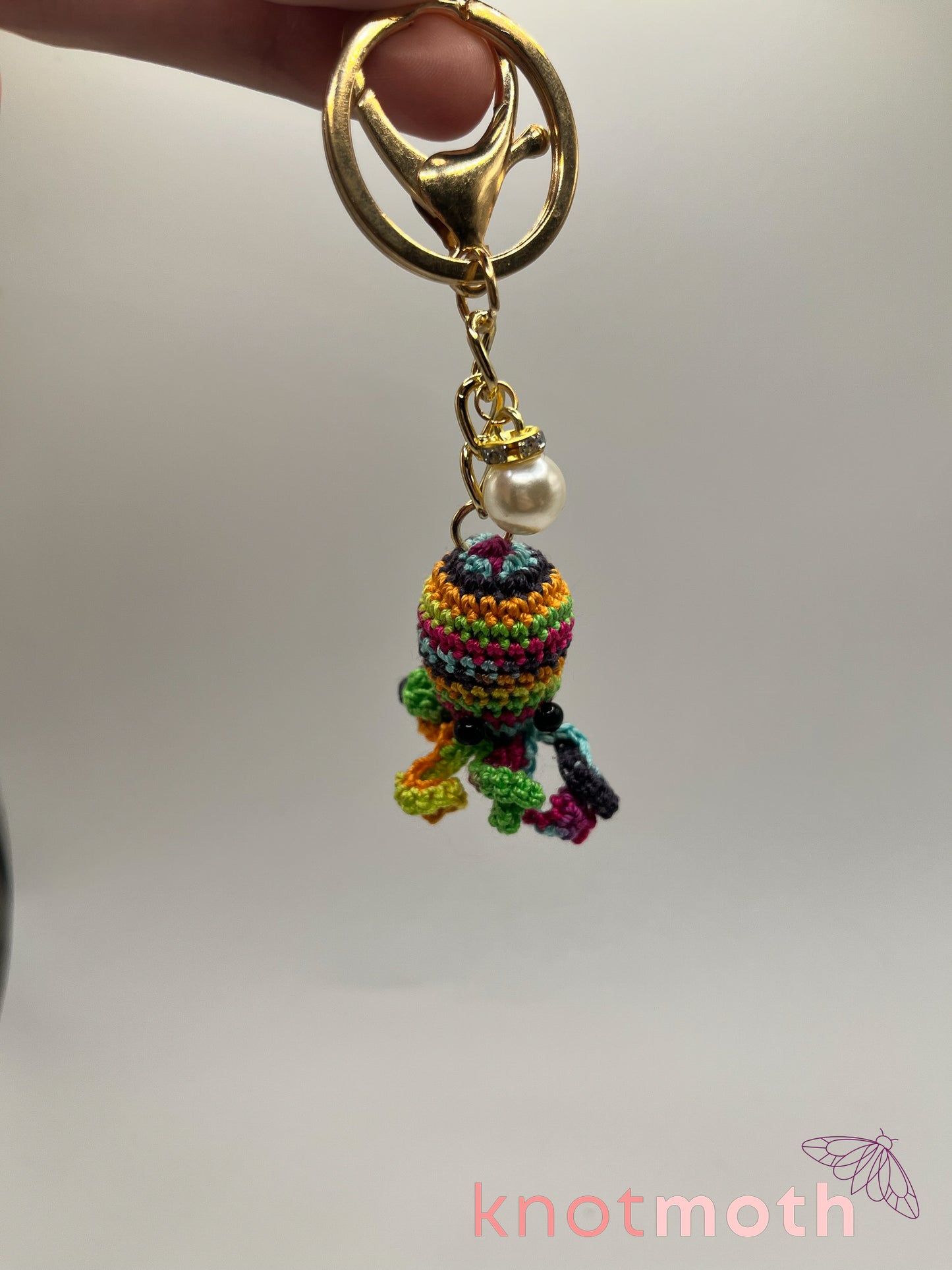 triton octopus micro crochet keychain