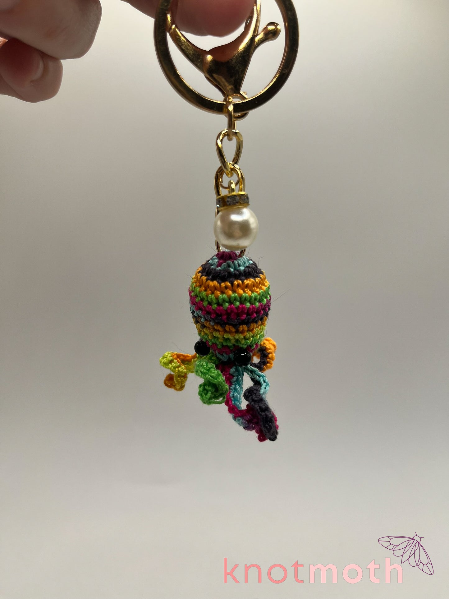 triton octopus micro crochet keychain