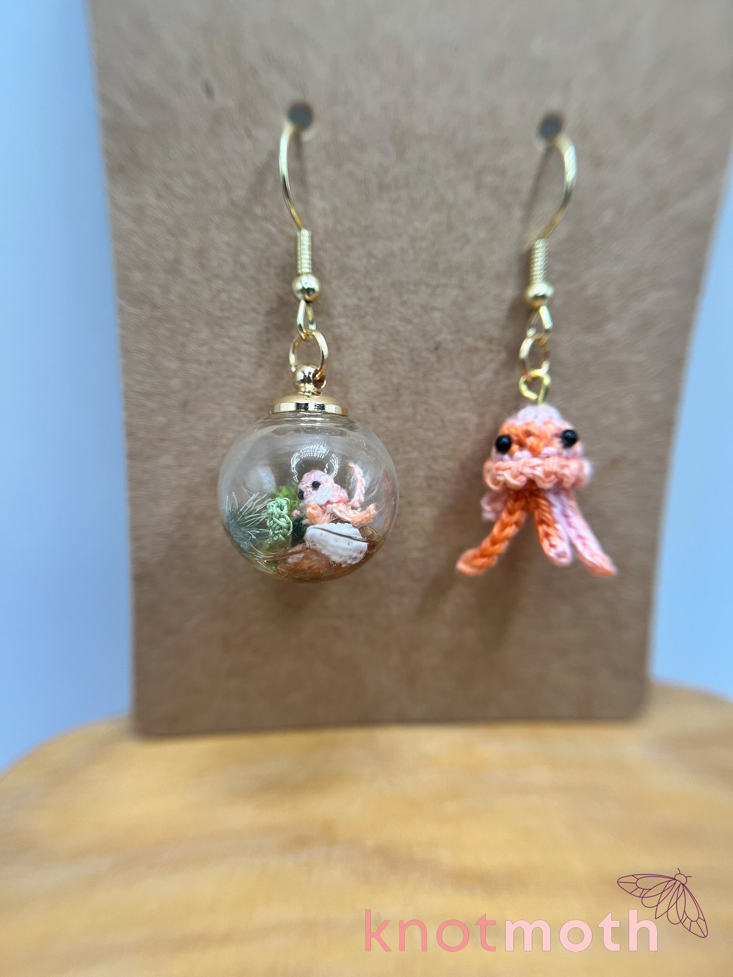 jellyfish micro crochet earrings