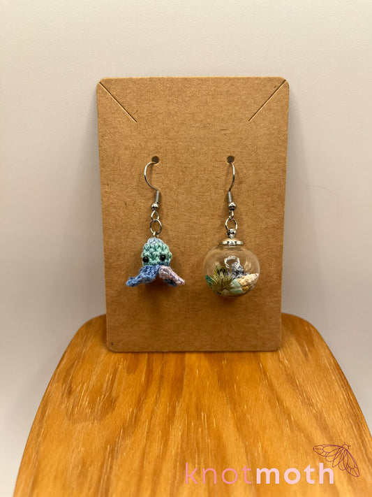 octopus micro crochet earrings