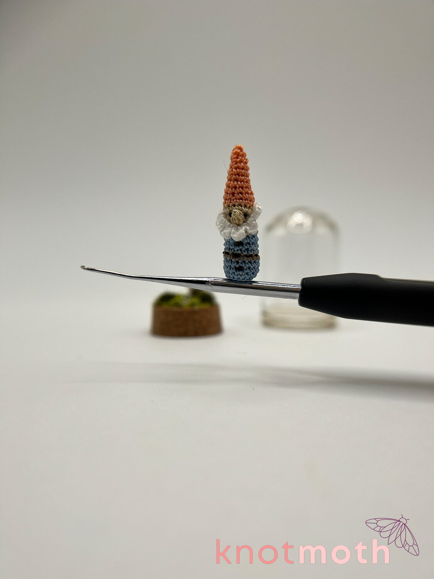 norrim gnome micro crochet cloche jar