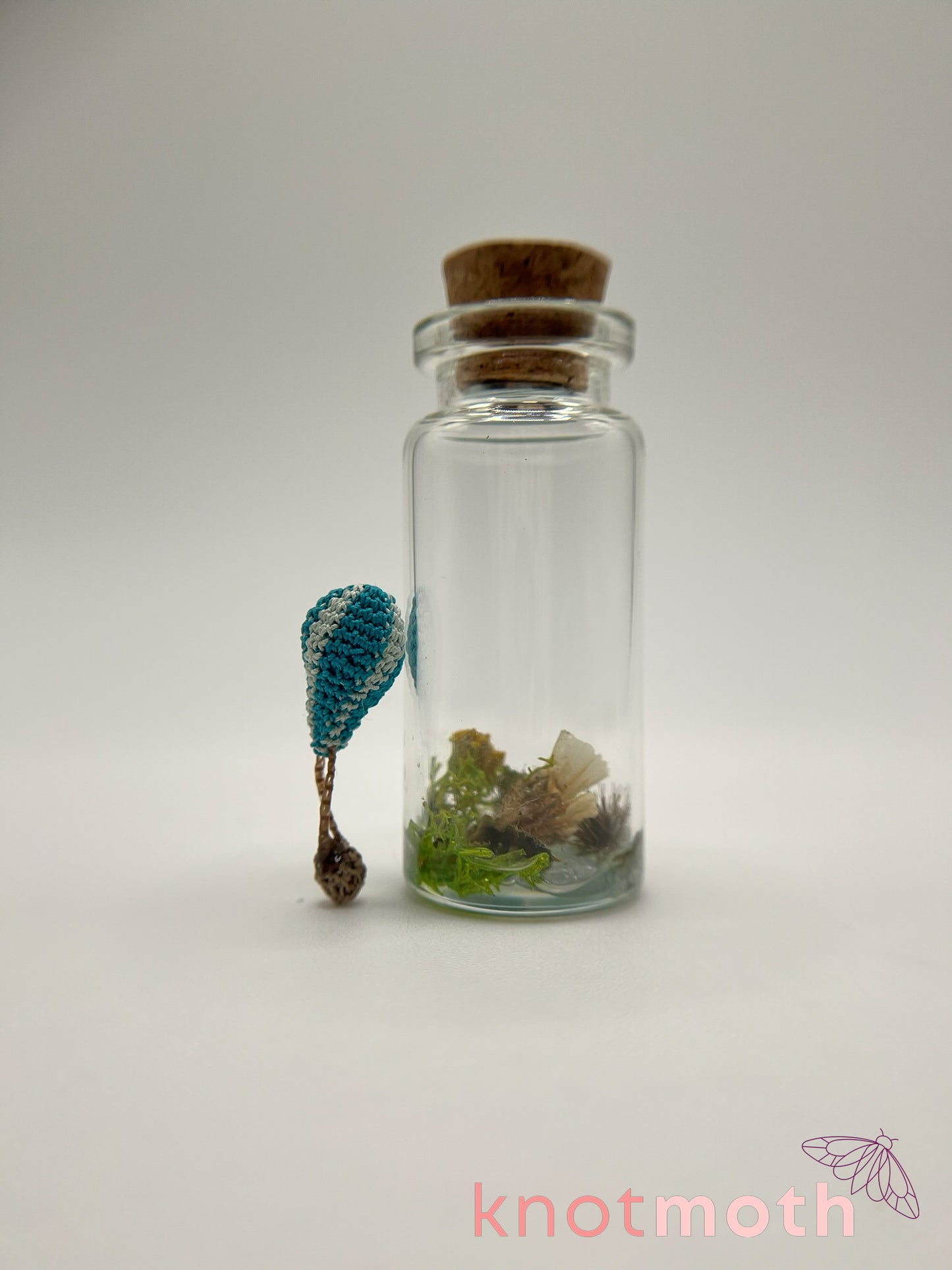 blue stripes hot air balloon micro crochet jar