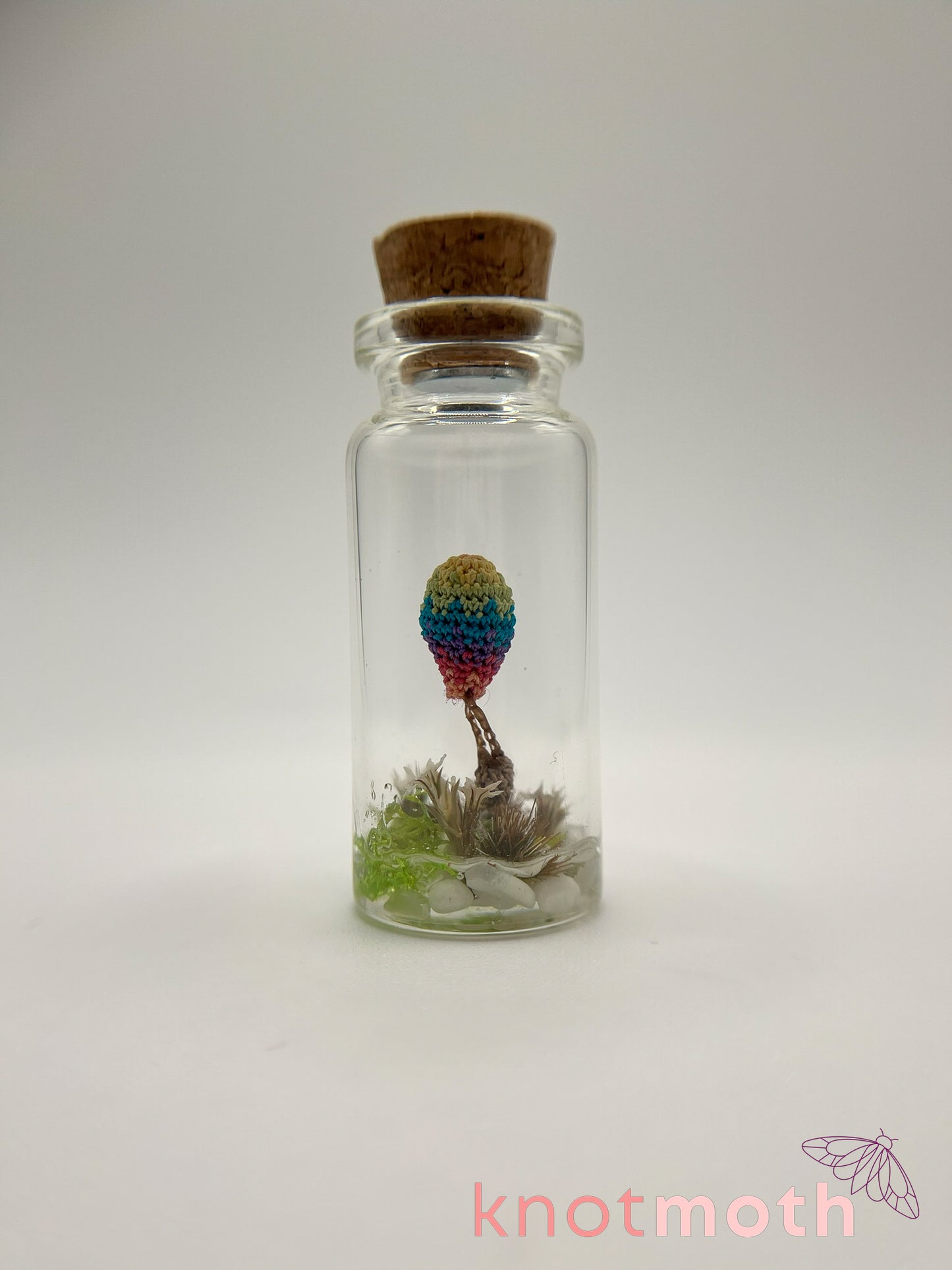 rainbow hot air balloon micro crochet jar