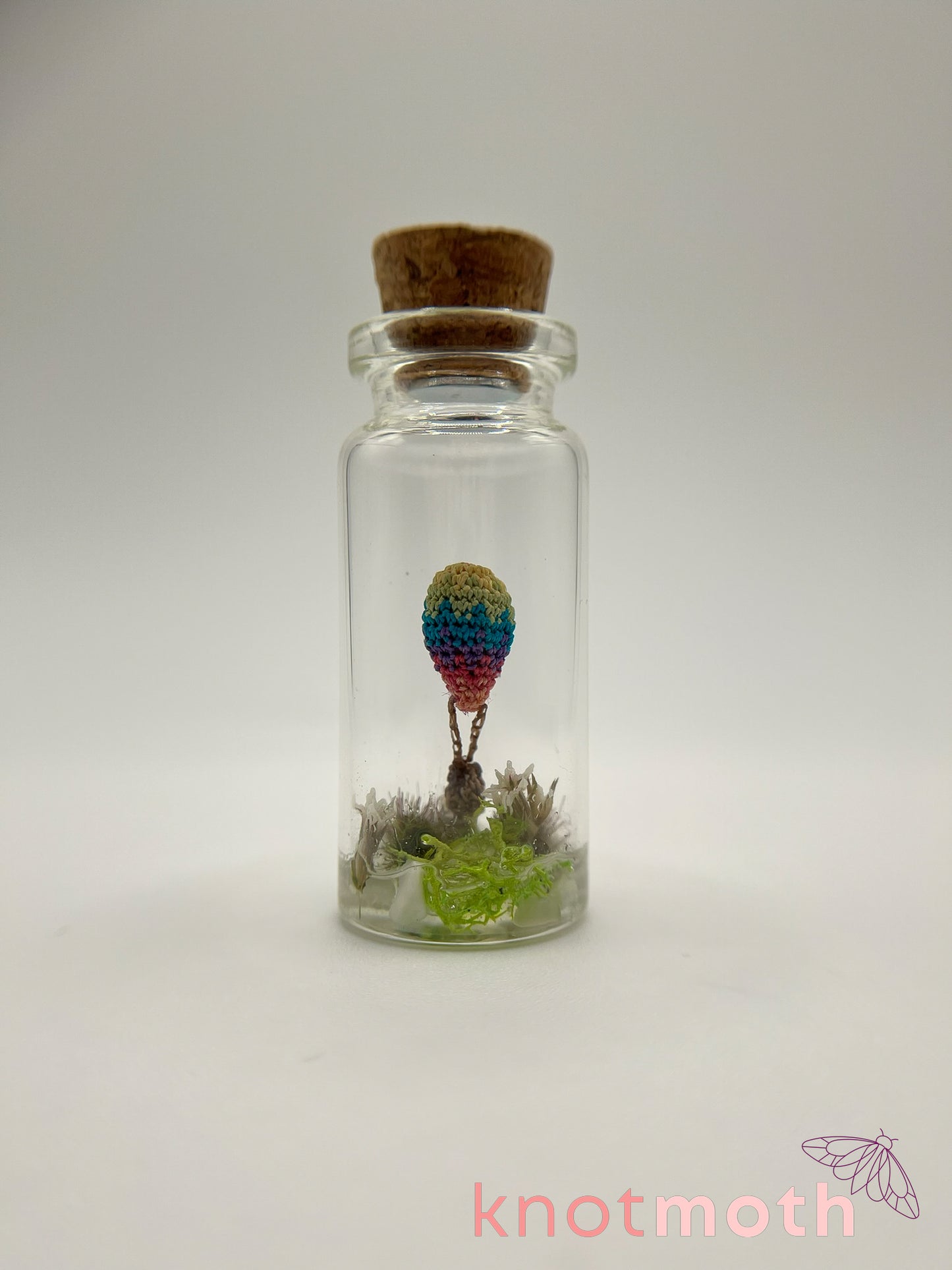 rainbow hot air balloon micro crochet jar