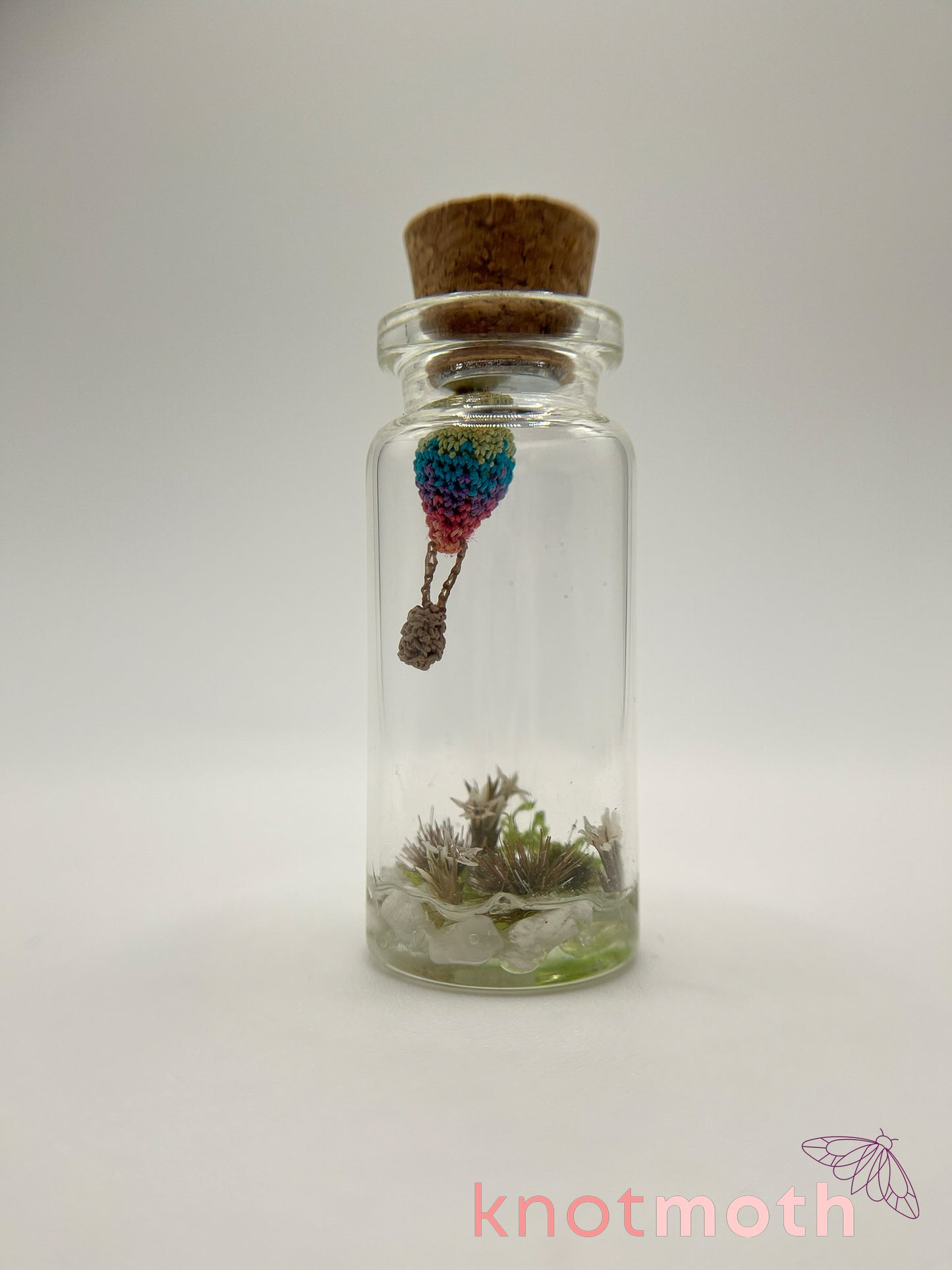 rainbow hot air balloon micro crochet jar