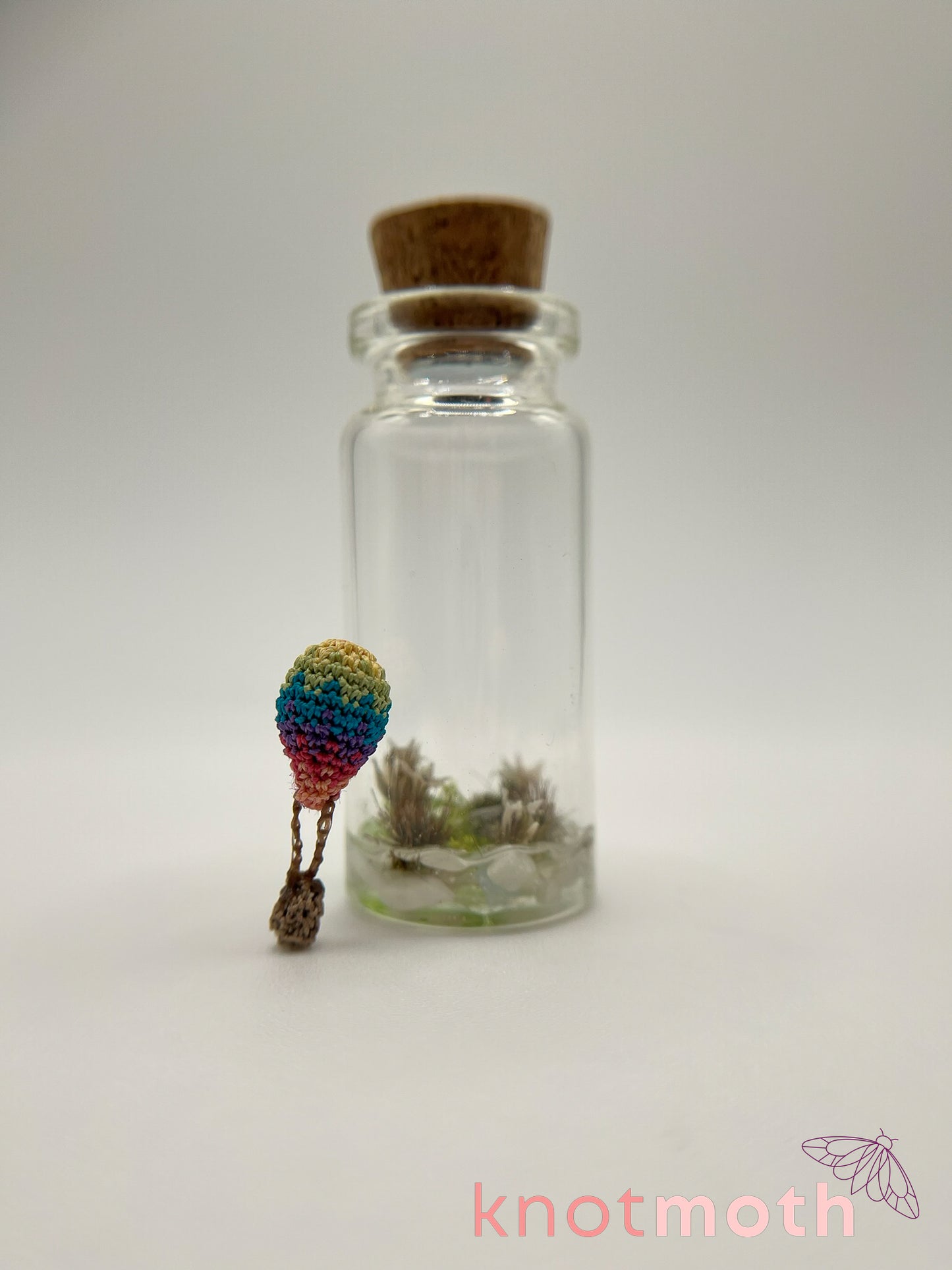 rainbow hot air balloon micro crochet jar