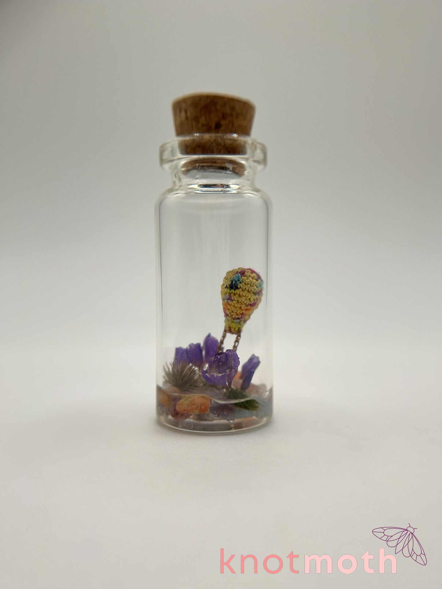 yellow hot air balloon micro crochet jar