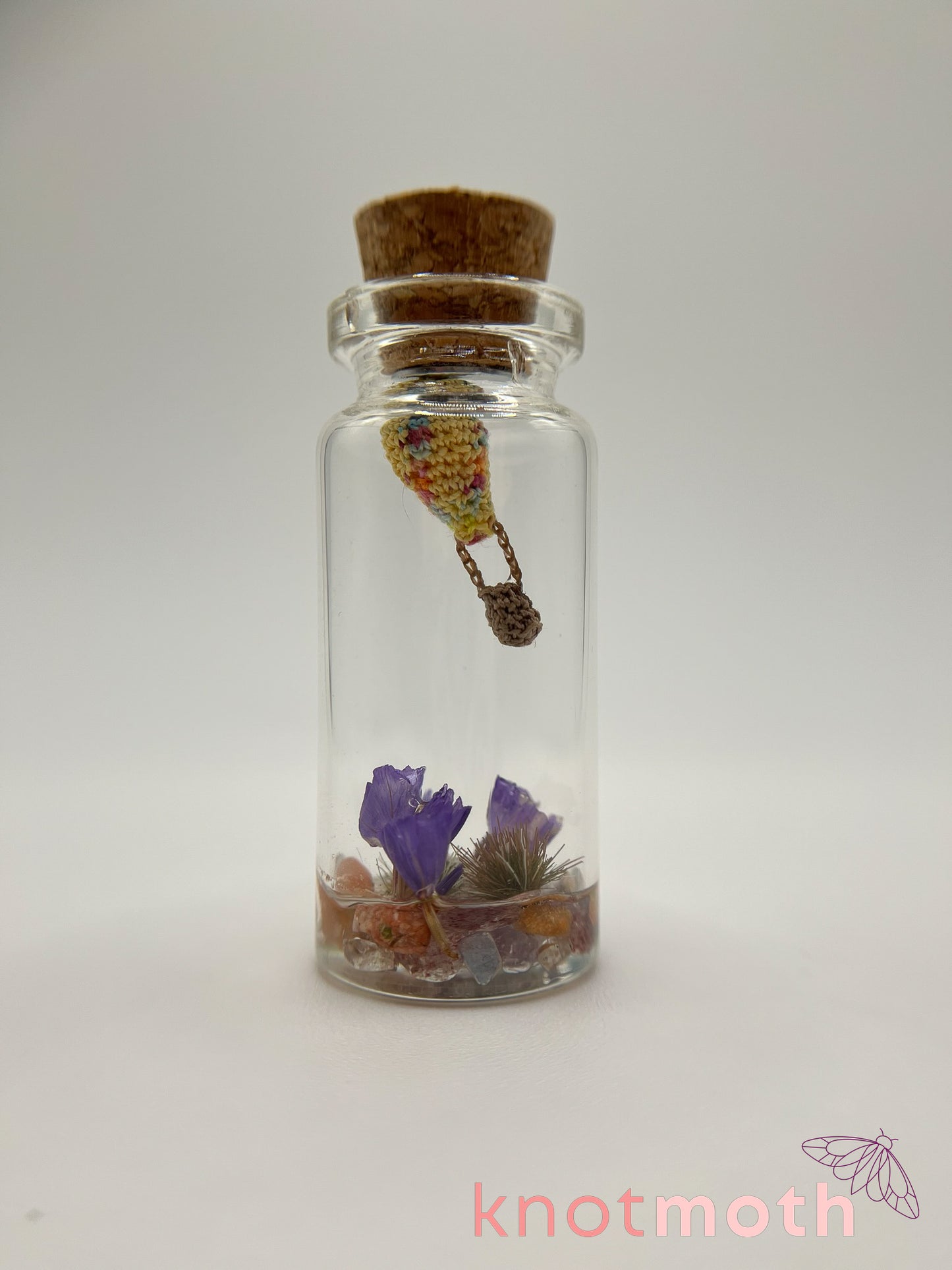 yellow hot air balloon micro crochet jar