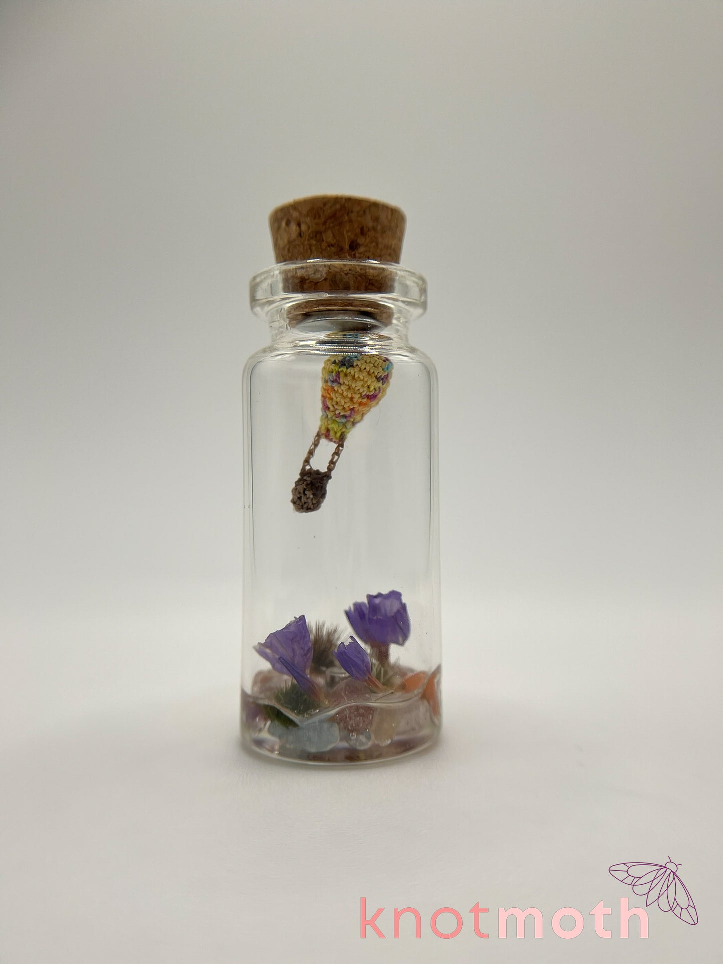 yellow hot air balloon micro crochet jar