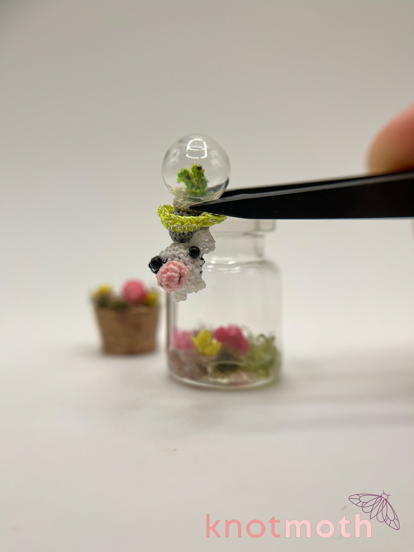galax alien & chalmer cow abduction micro crochet jar