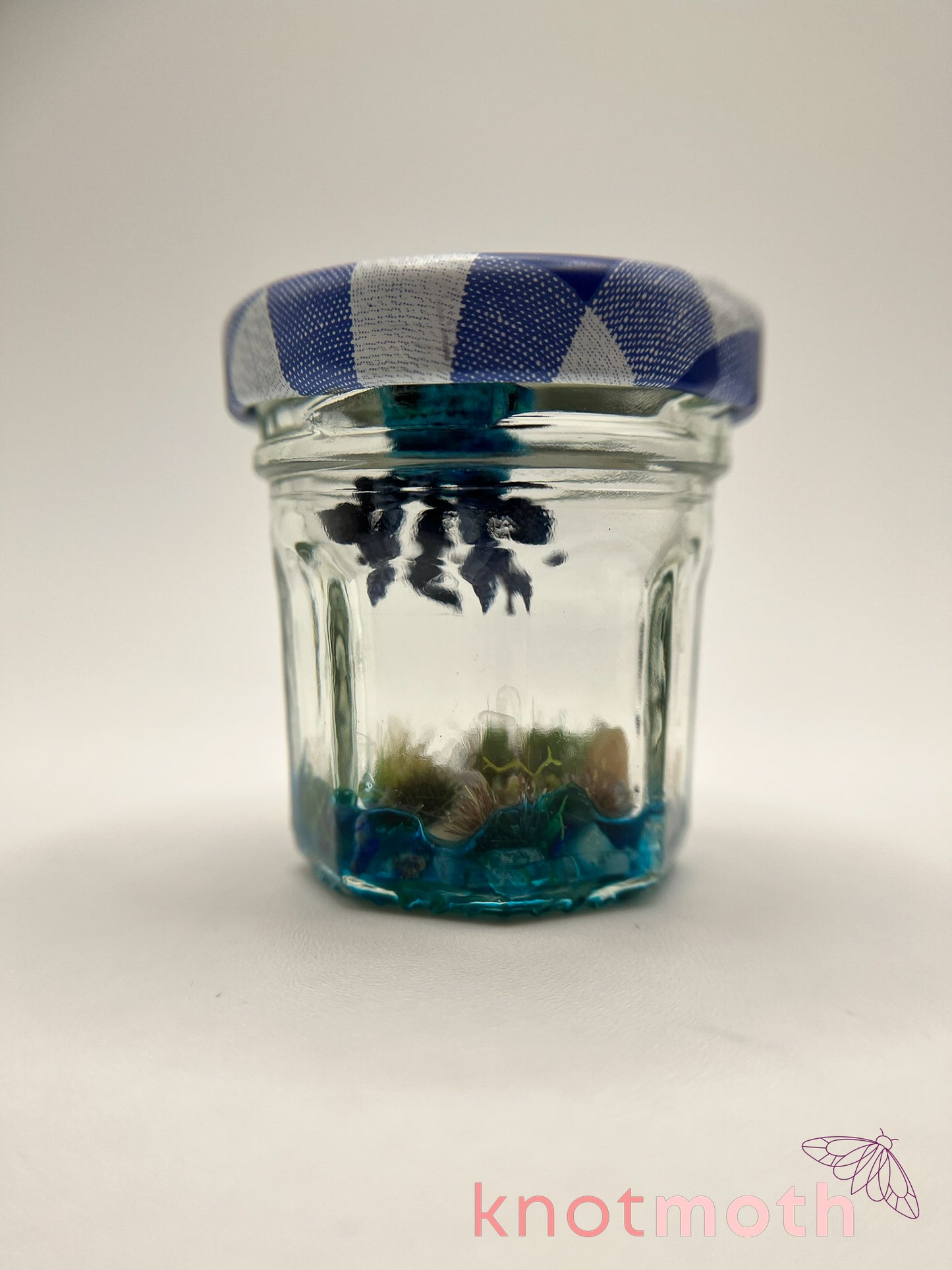 blueberry jellyfish micro crochet jam jar