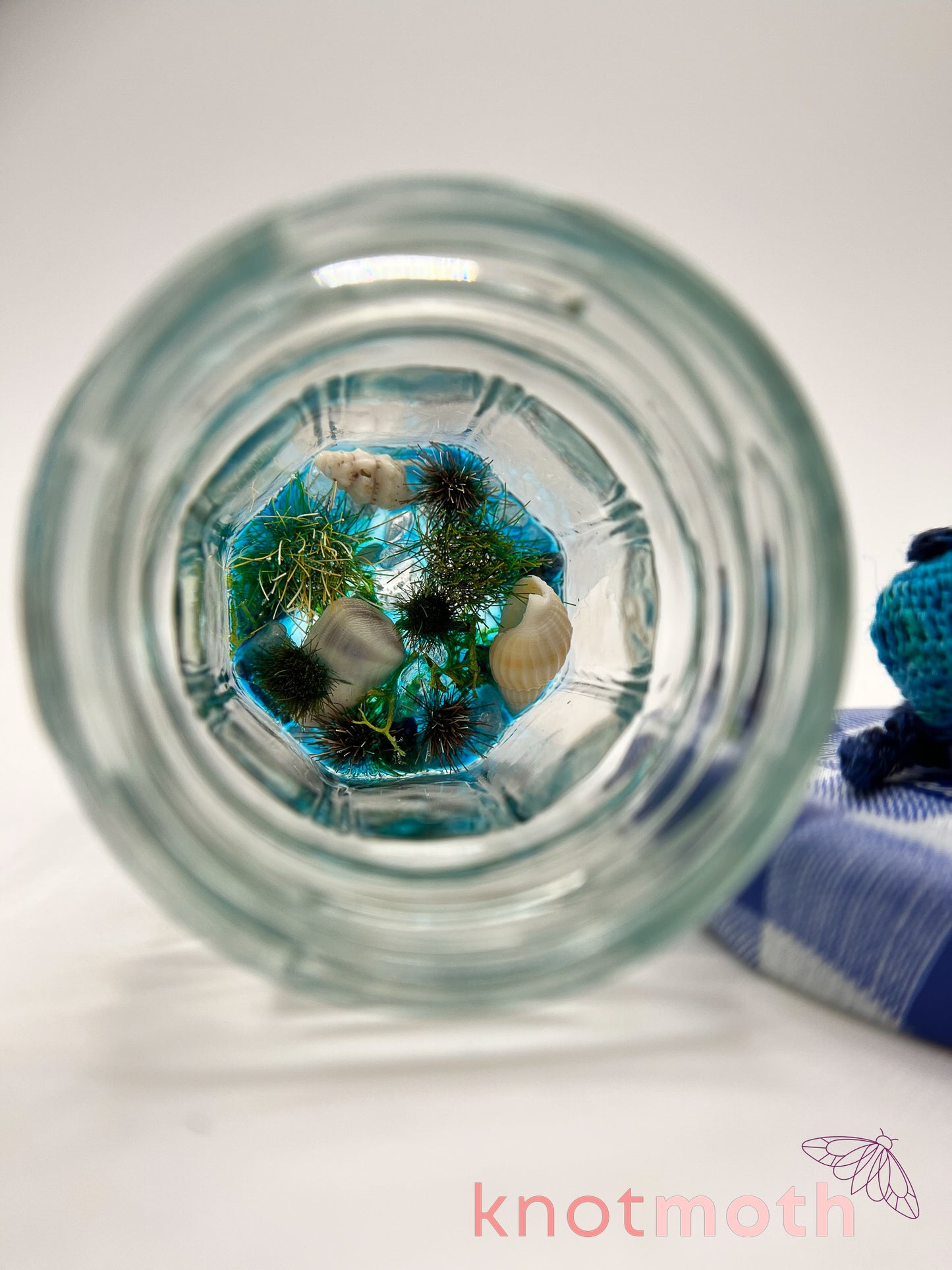 blueberry jellyfish micro crochet jam jar