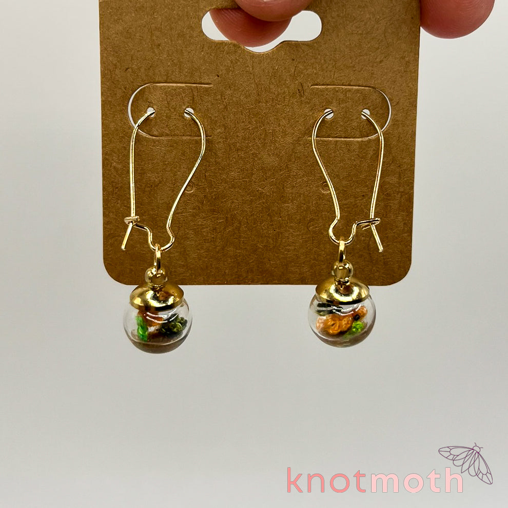 Finn and Gale Goldfish Micro Crochet Globe Dangle Earrings