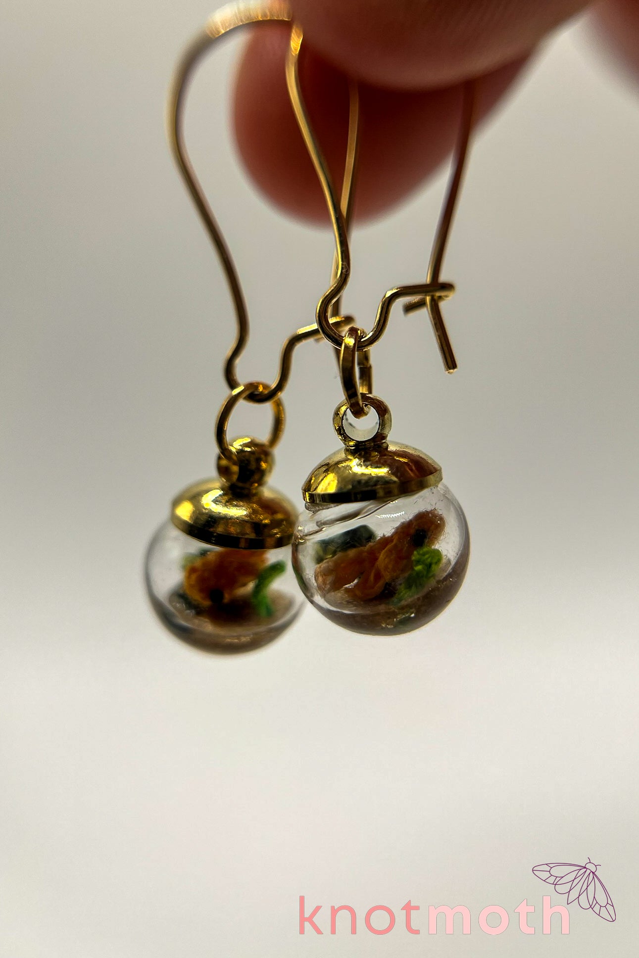 Finn and Gale Goldfish Micro Crochet Globe Dangle Earrings