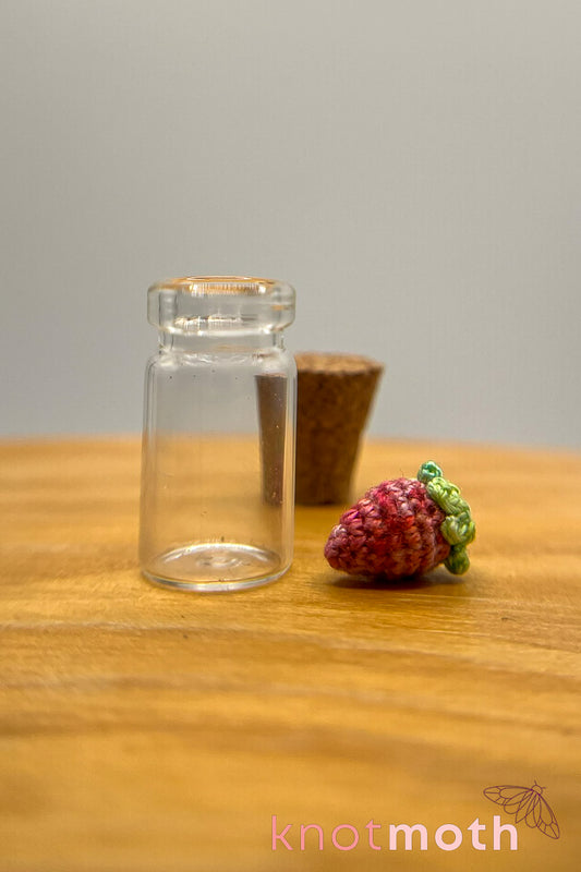 Strawberry Extreme Micro Crochet Trinket Jar (removable)