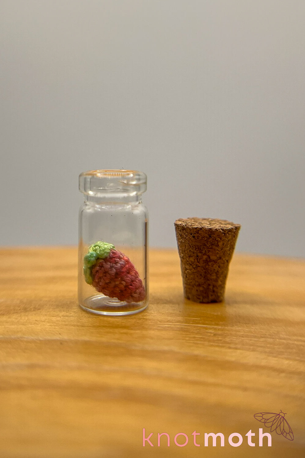 Strawberry Extreme Micro Crochet Trinket Jar (removable)