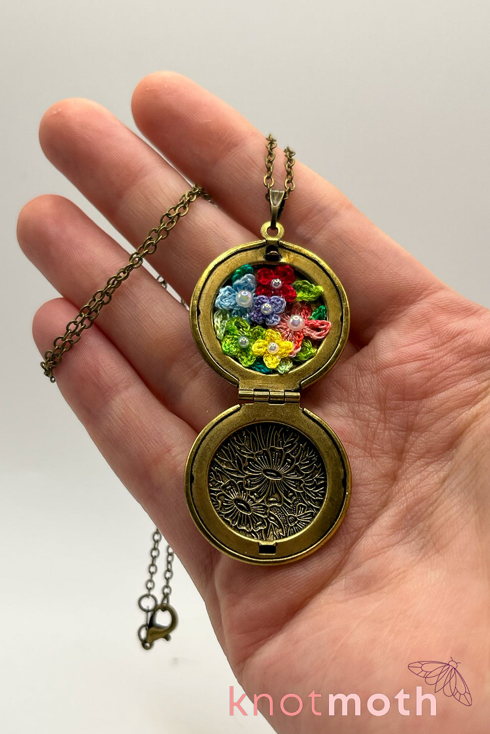 rainbow flowers (pride) floriography locket