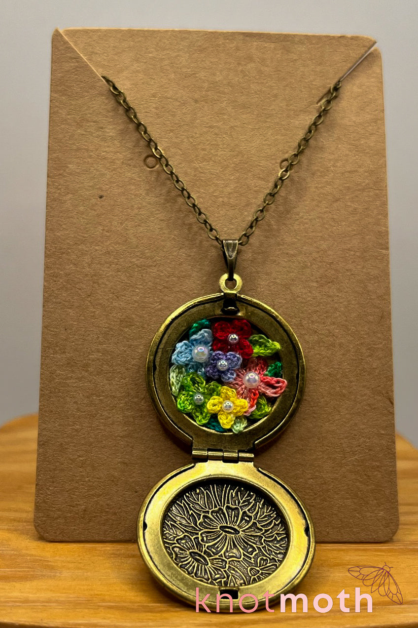 rainbow flowers (pride) floriography locket