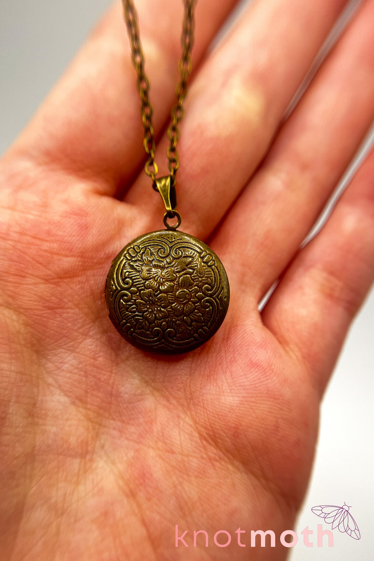 Dogwood (strength & resilience) floriography micro-crochet locket