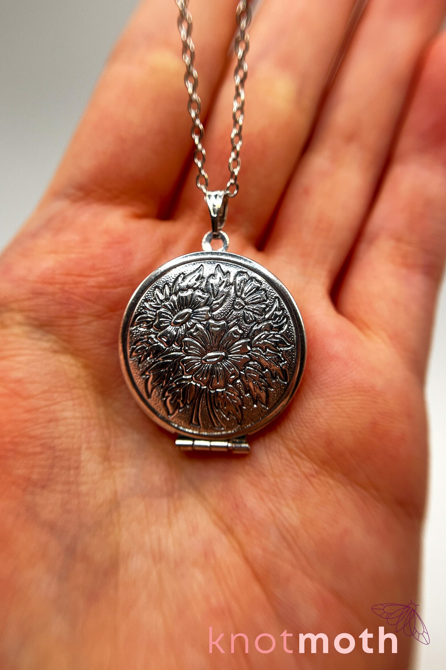Rose, lily, daisy, and sunflower (love, loyalty, & gratitude) floriography micro-crochet locket