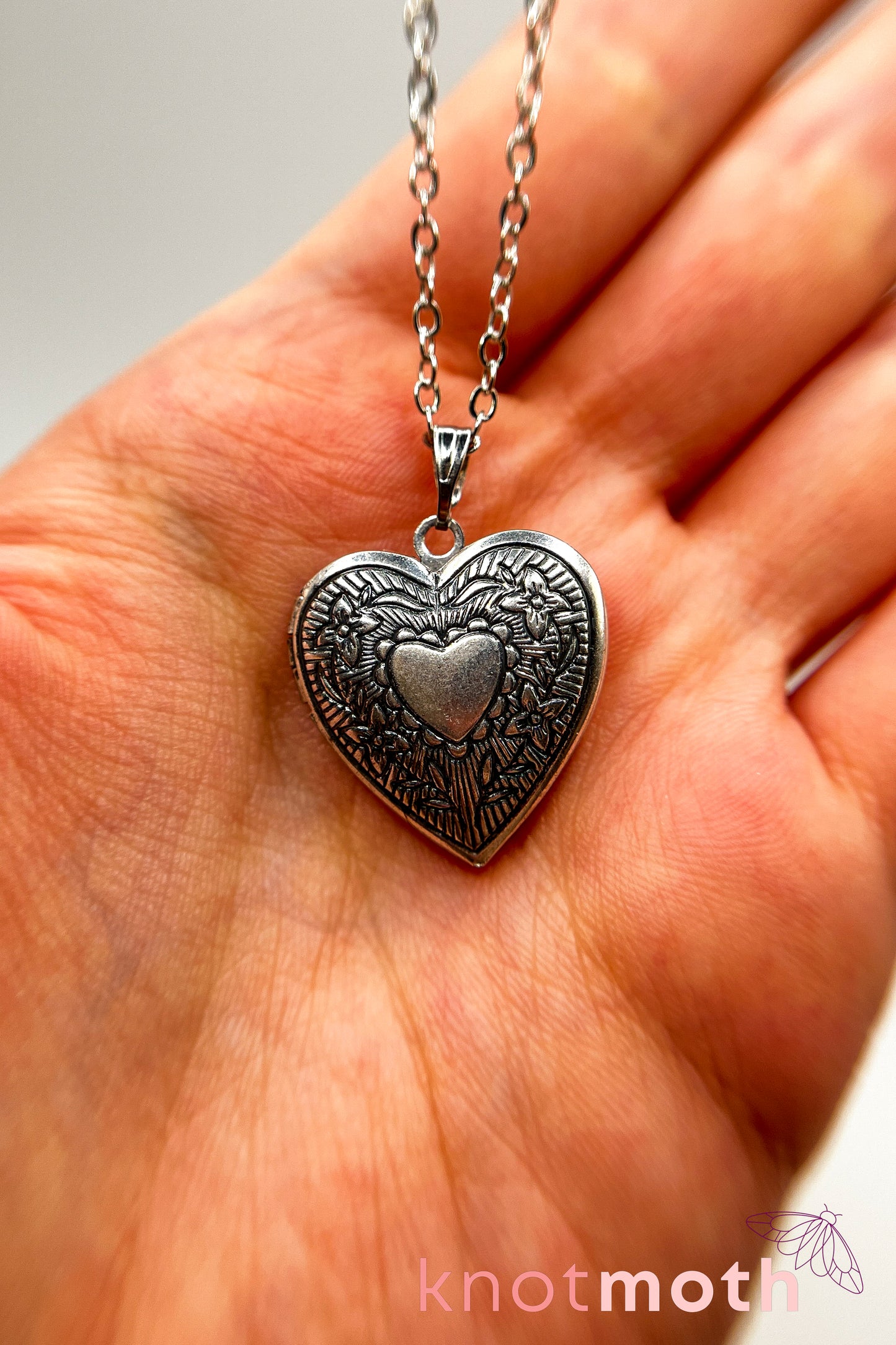 Lily of the valley and violets (joy & love) floriography micro-crochet locket