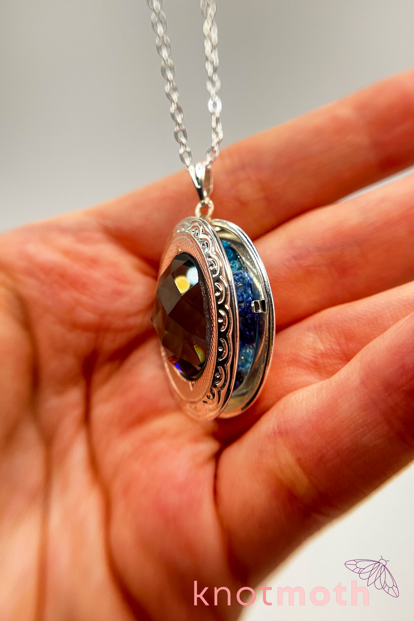 hydrangea (gratitude) floriography locket