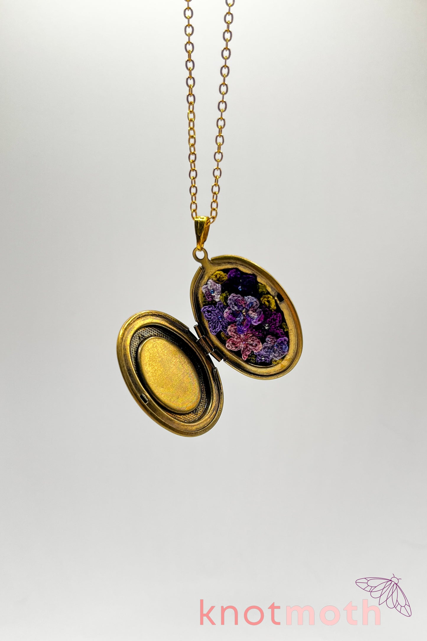 violets (love) floriography locket