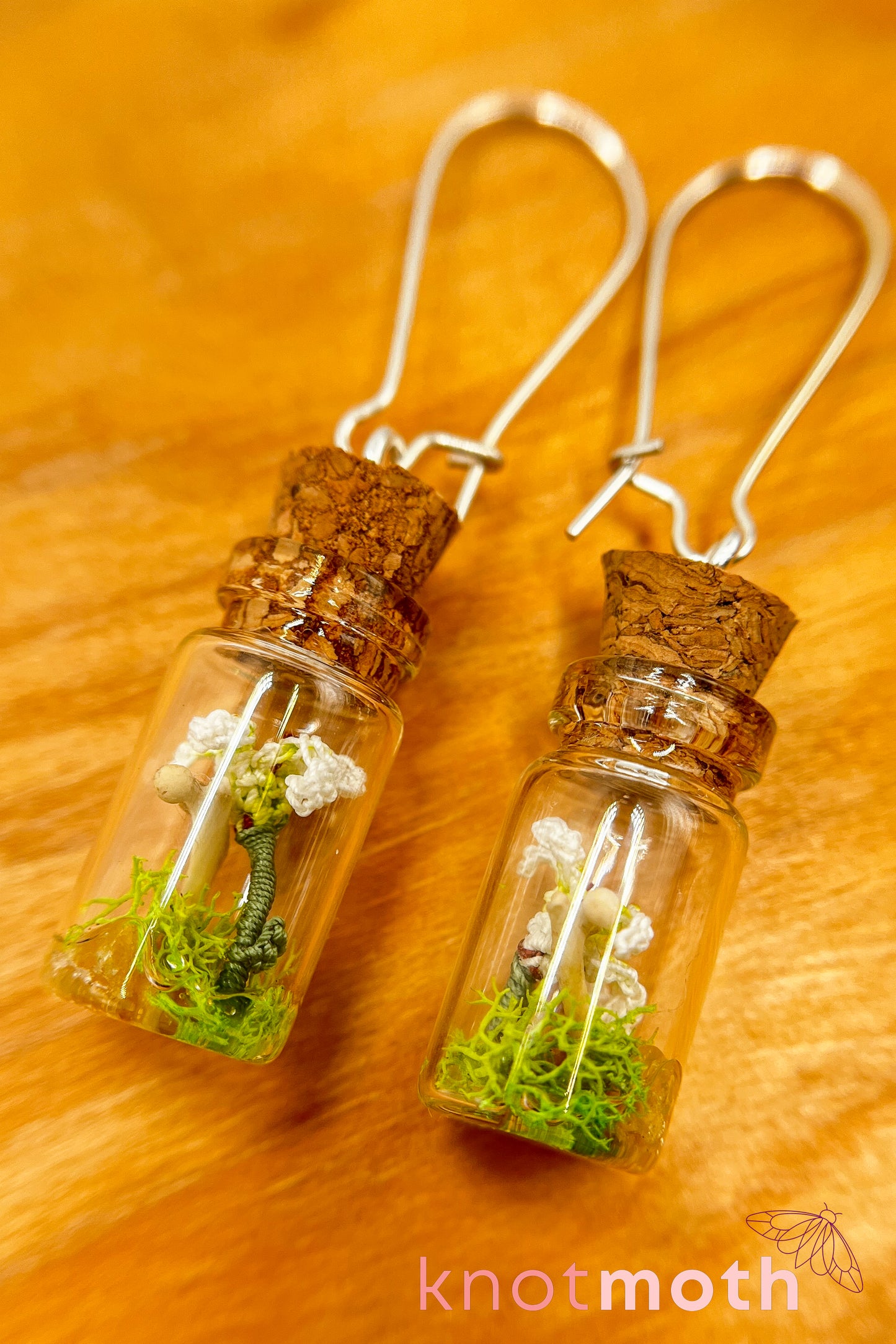 lily & femur bone mini jar earrings