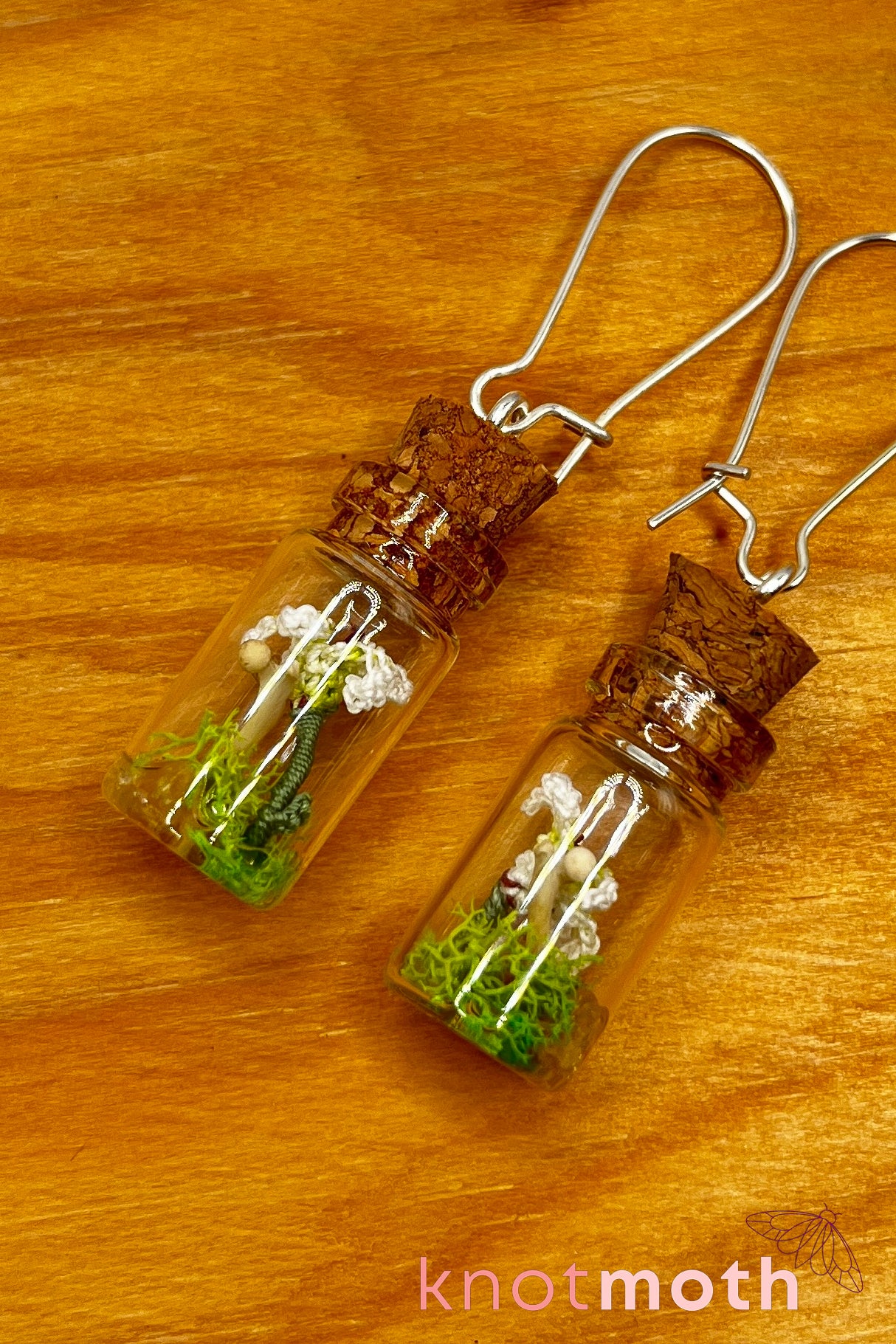 lily & femur bone mini jar earrings