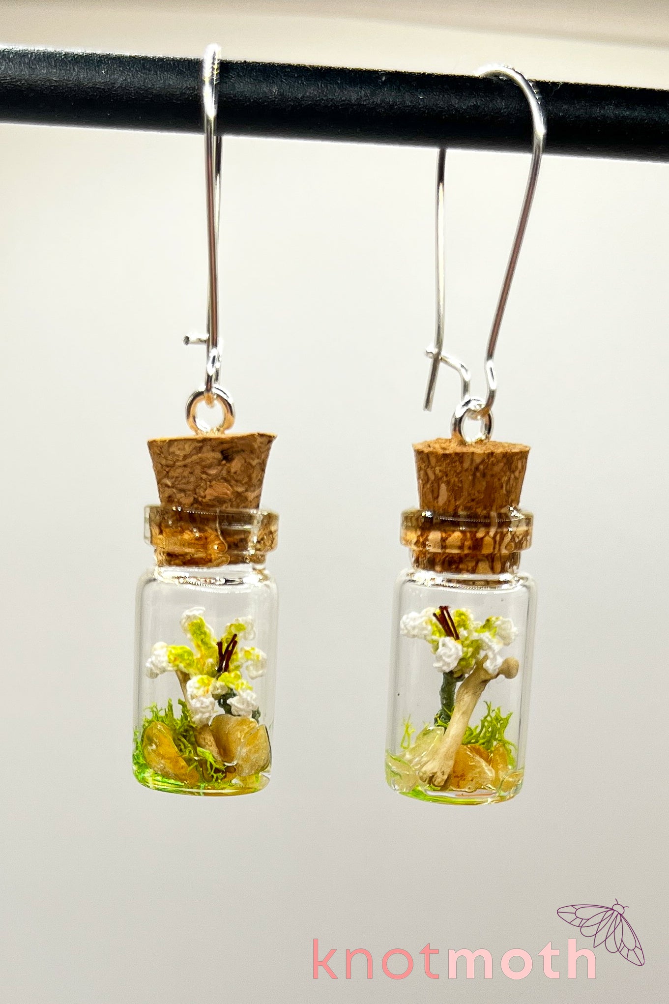 lily & femur bone mini jar earrings